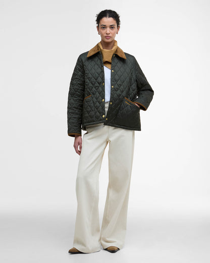 Barbour Icons Cropped Liddesdale Womens Quilted Jacket - Sage/Ancient