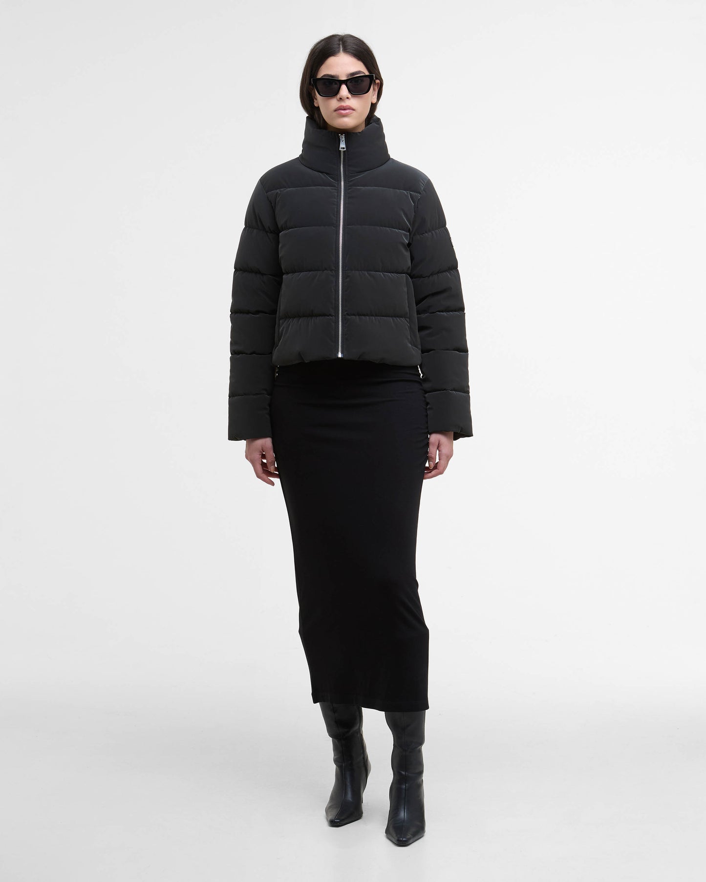Barbour International Hudson Womens Faux Velvet Puffer Jacket - Black