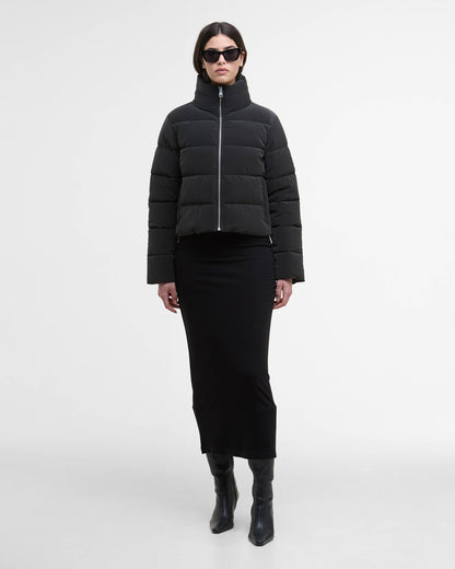 Barbour International Hudson Womens Faux Velvet Puffer Jacket - Black