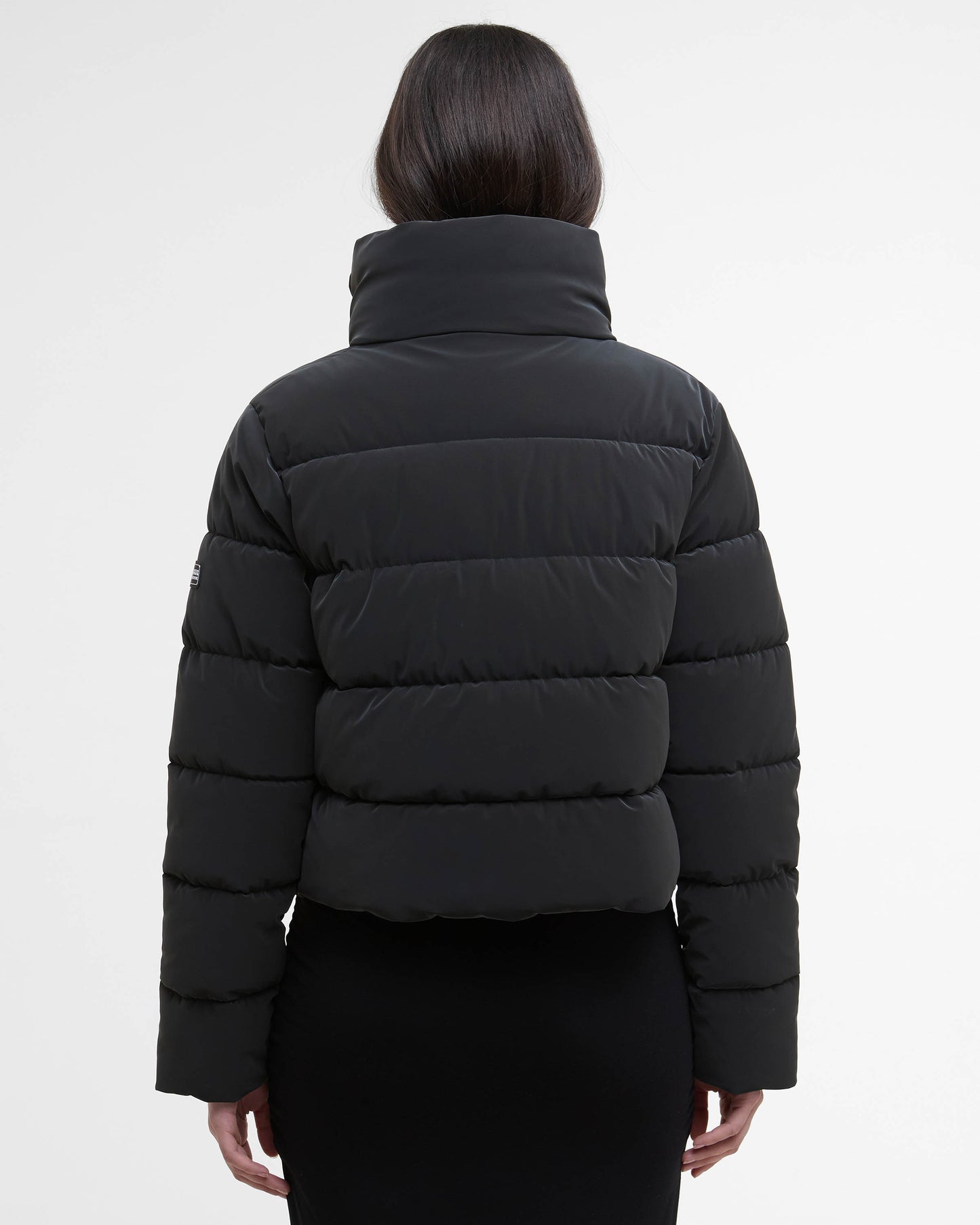 Barbour International Hudson Womens Faux Velvet Puffer Jacket - Black