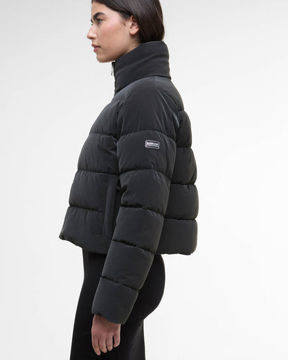Barbour International Hudson Womens Faux Velvet Puffer Jacket - Black