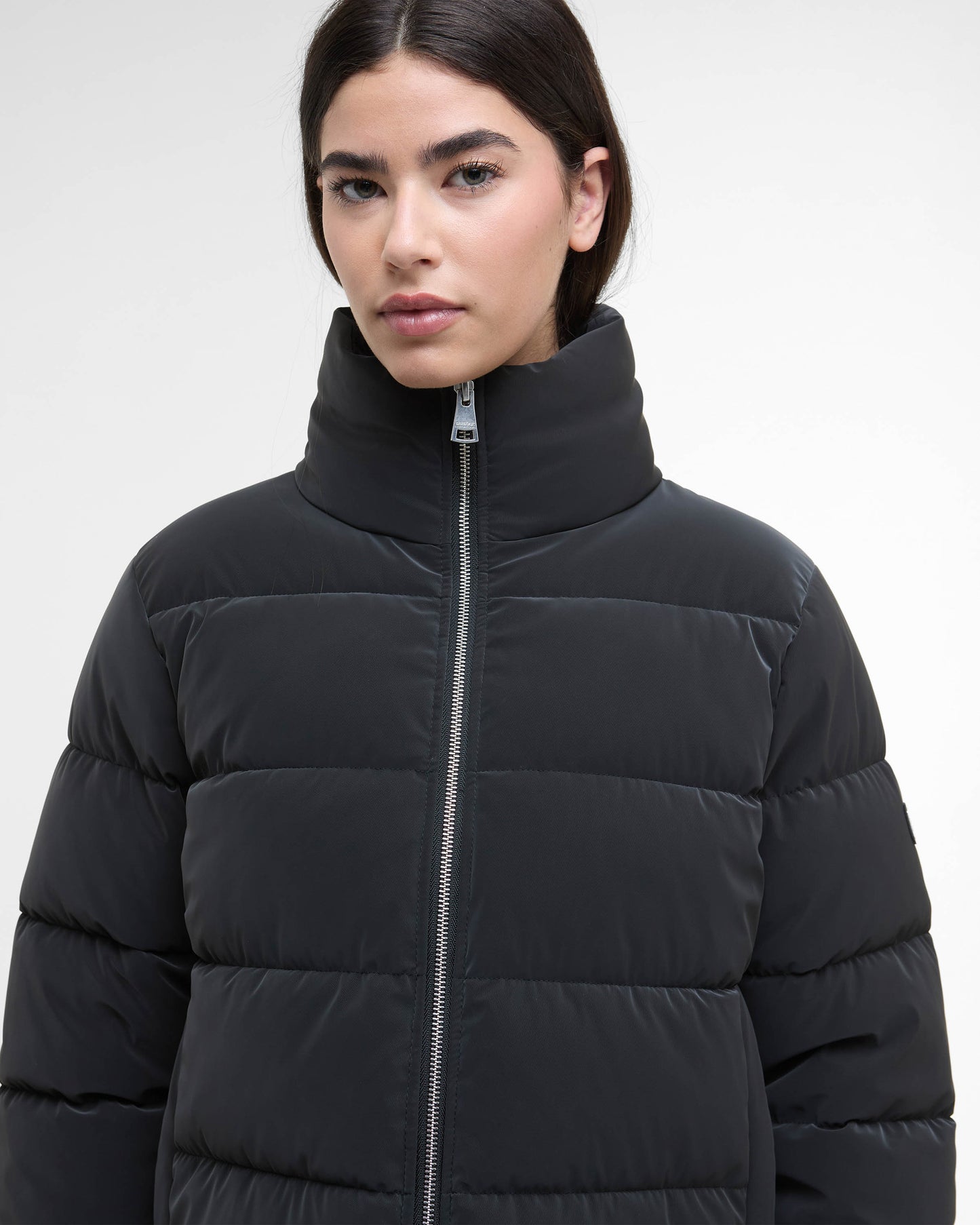 Barbour International Hudson Womens Faux Velvet Puffer Jacket - Black