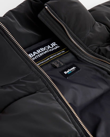Barbour International Hudson Womens Faux Velvet Puffer Jacket - Black