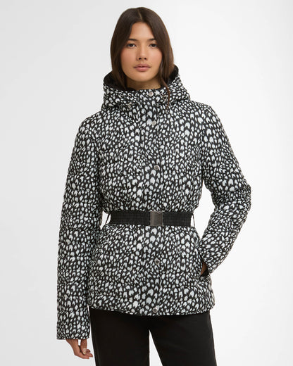 Barbour International Printed Jada Womens Puffer Jacket - Snow Leopard Print