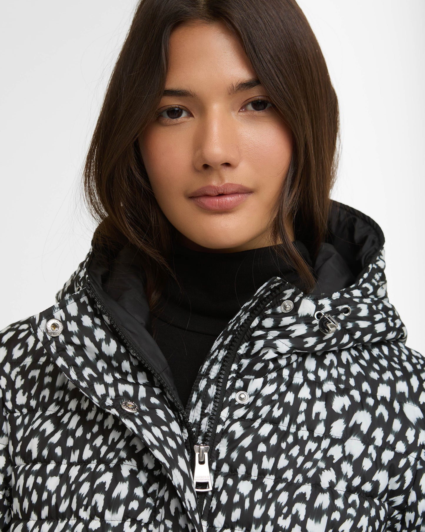 Barbour International Printed Jada Womens Puffer Jacket - Snow Leopard Print