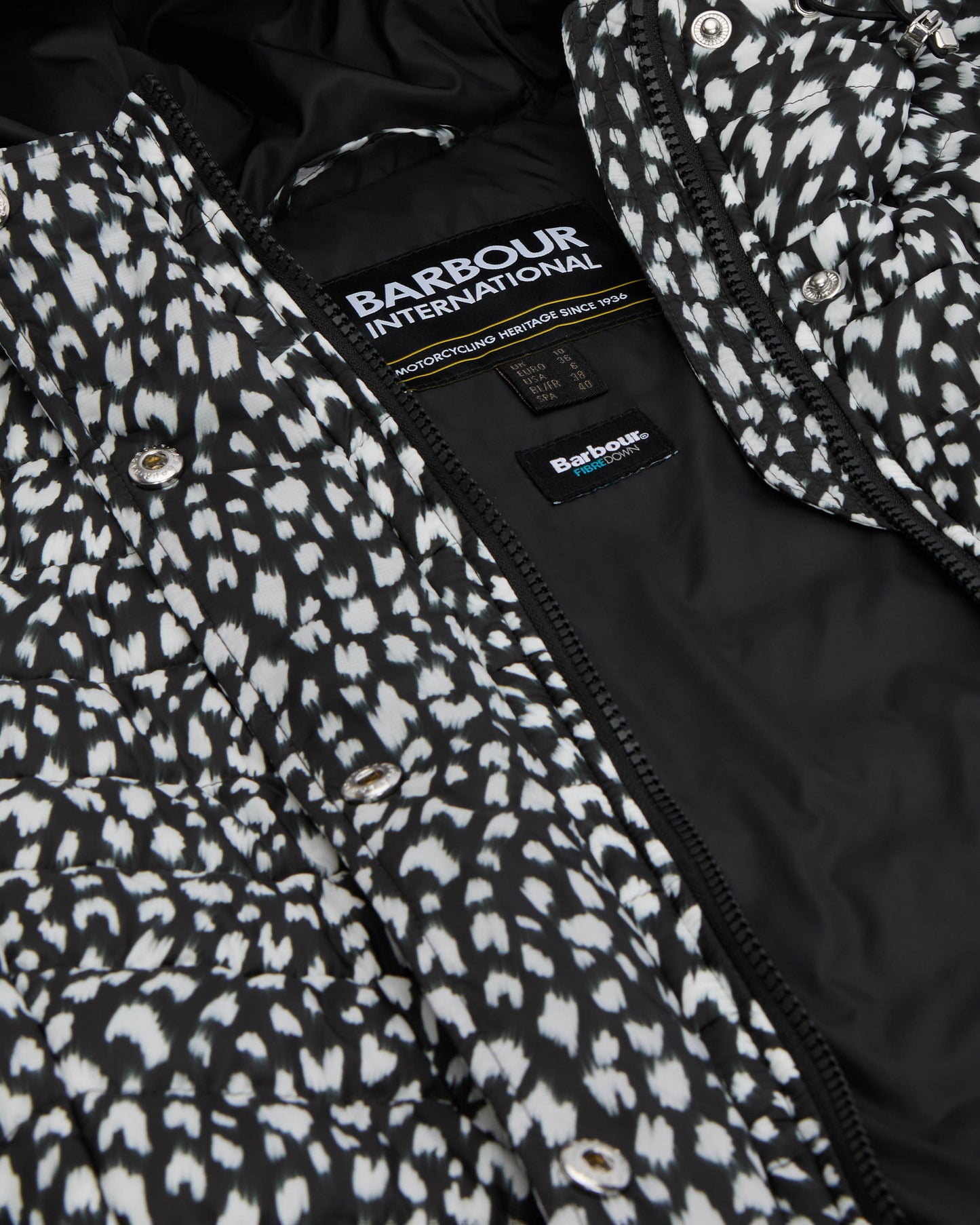 Barbour International Printed Jada Womens Puffer Jacket - Snow Leopard Print