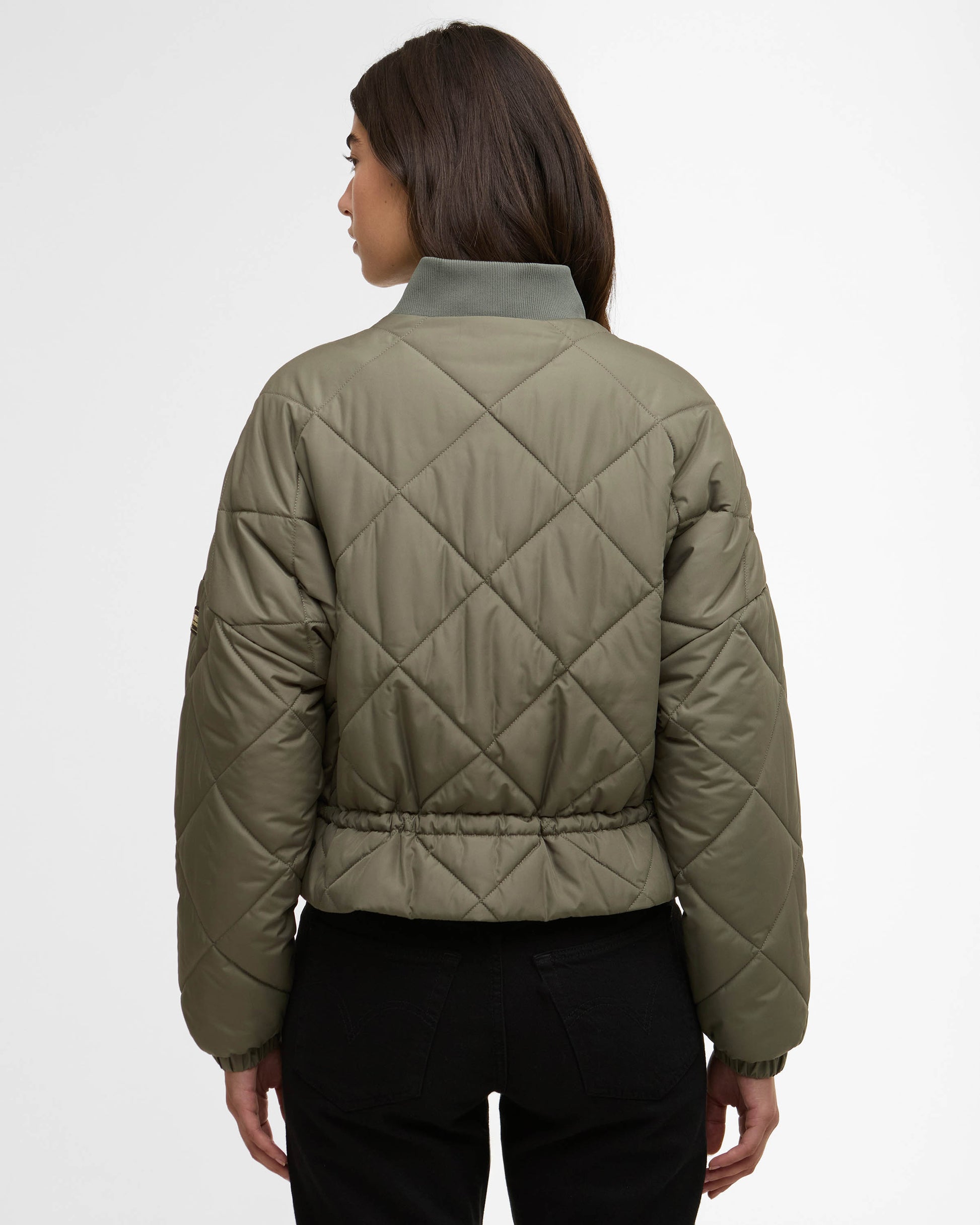 Barbour International Pagan Womens Quilted Jacket - Dusky Khaki | CHO | Designer Womens Padded Jackets