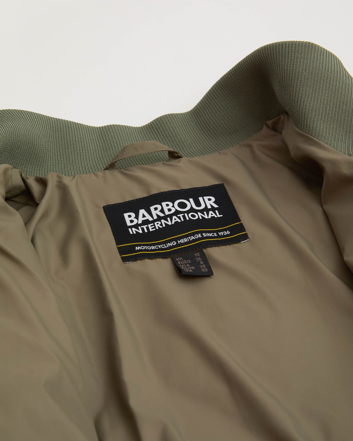 Barbour International Pagan Womens Quilted Jacket - Dusky Khaki | CHO | Designer Womens Padded Jackets