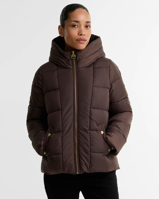 Barbour International Brantley Womens Puffer Jacket - Truffle | CHO | Designer Womens Puffer Jackets