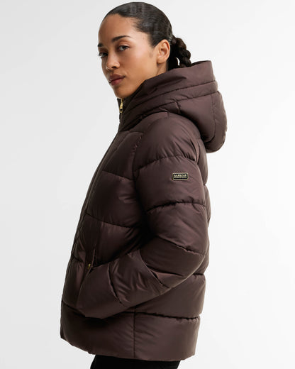 Barbour International Brantley Womens Puffer Jacket - Truffle | CHO | Designer Womens Puffer Jackets
