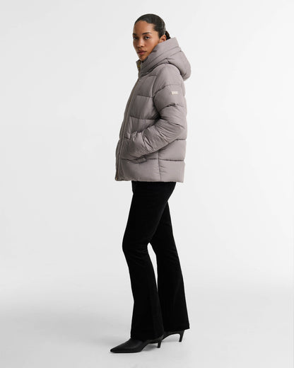 Barbour International Printed Brantley Womens Puffer Jacket - Truffle Northumberland Check | CHO | Designer Womens Puffer Jackets
