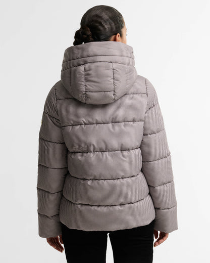 Barbour International Printed Brantley Womens Puffer Jacket - Truffle Northumberland Check | CHO | Designer Womens Puffer Jackets