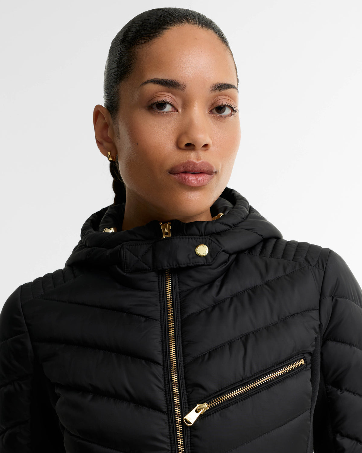 Barbour International Salengro Womens Quilted Jacket - Black, collar detail.