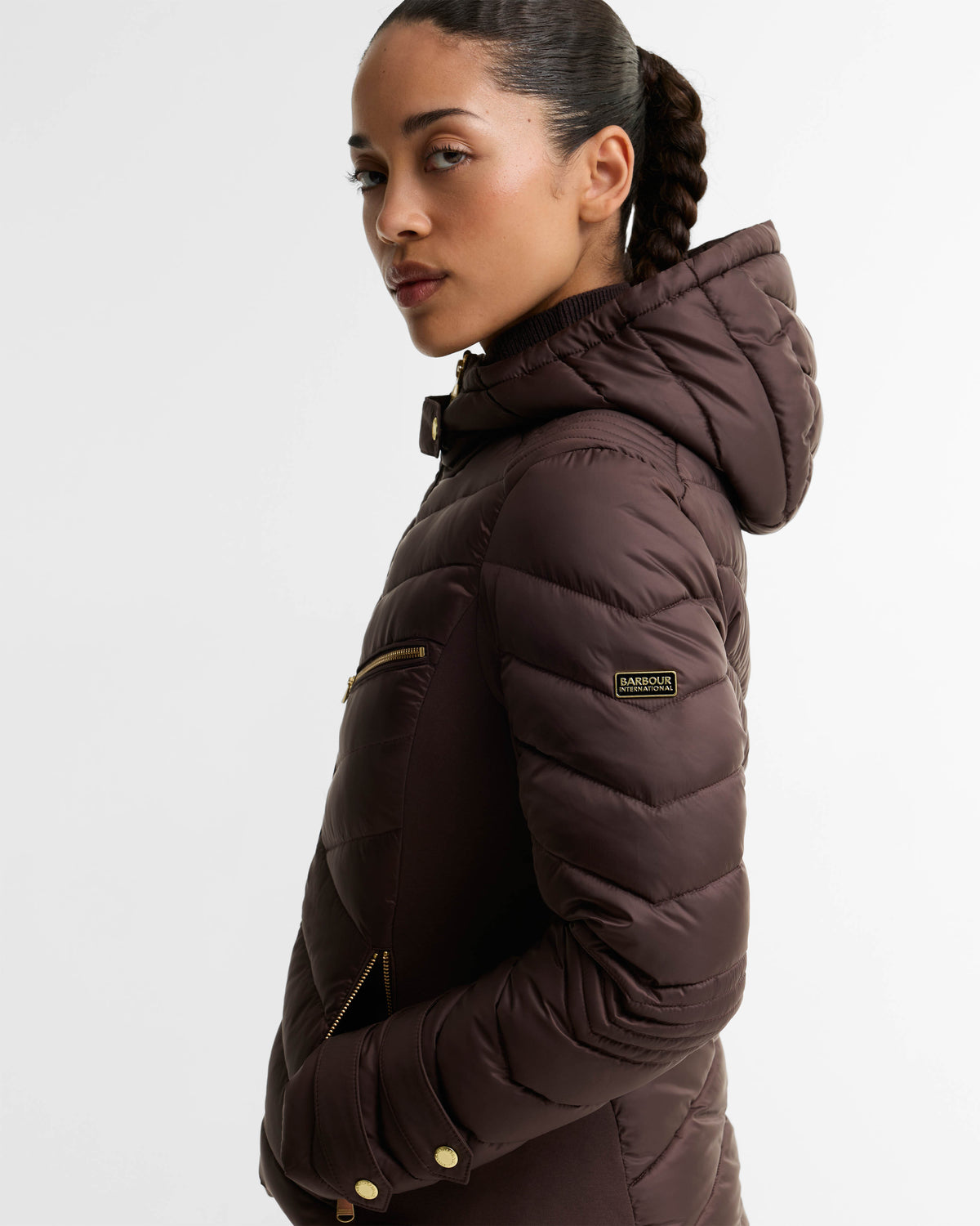 Barbour International Salengro Womens Quilted Jacket - Truffle | CHO | Designer Womens Quilted Jackets