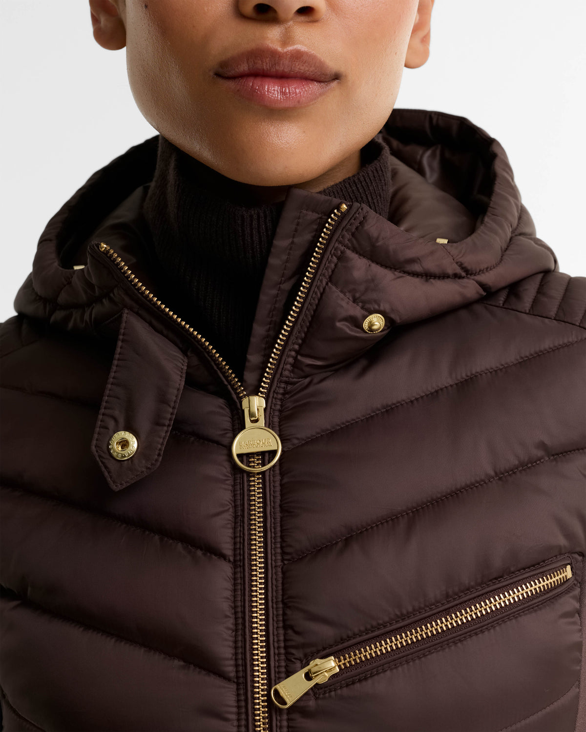 Barbour International Salengro Womens Quilted Jacket - Truffle | CHO | Designer Womens Quilted Jackets