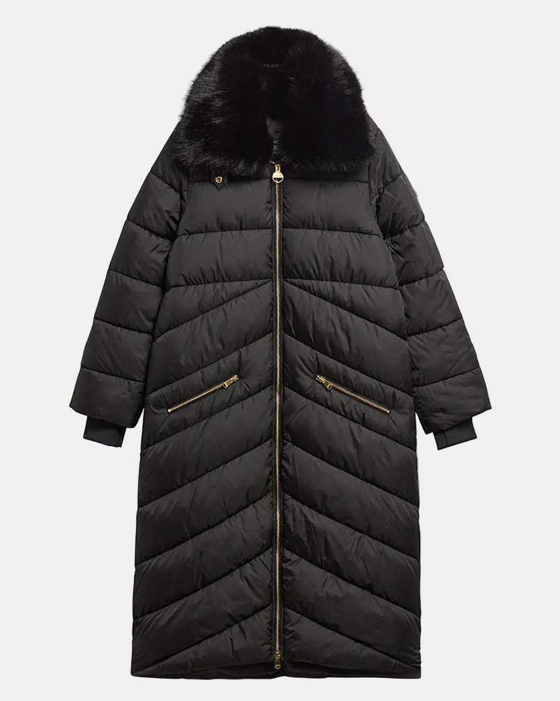 Barbour International Longline Cyrus Womens Puffer Jacket - Black | CHO | Designer Womens Puffer Jackets