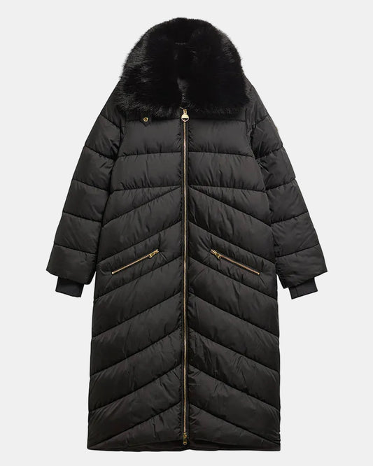 Barbour International Longline Cyrus Womens Puffer Jacket - Black