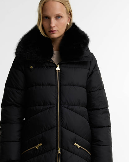 Barbour International Longline Cyrus Womens Puffer Jacket - Black | CHO | Designer Womens Puffer Jackets