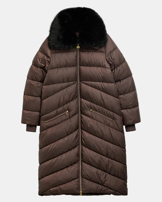 Barbour International Longline Cyrus Womens Puffer Jacket - Truffle