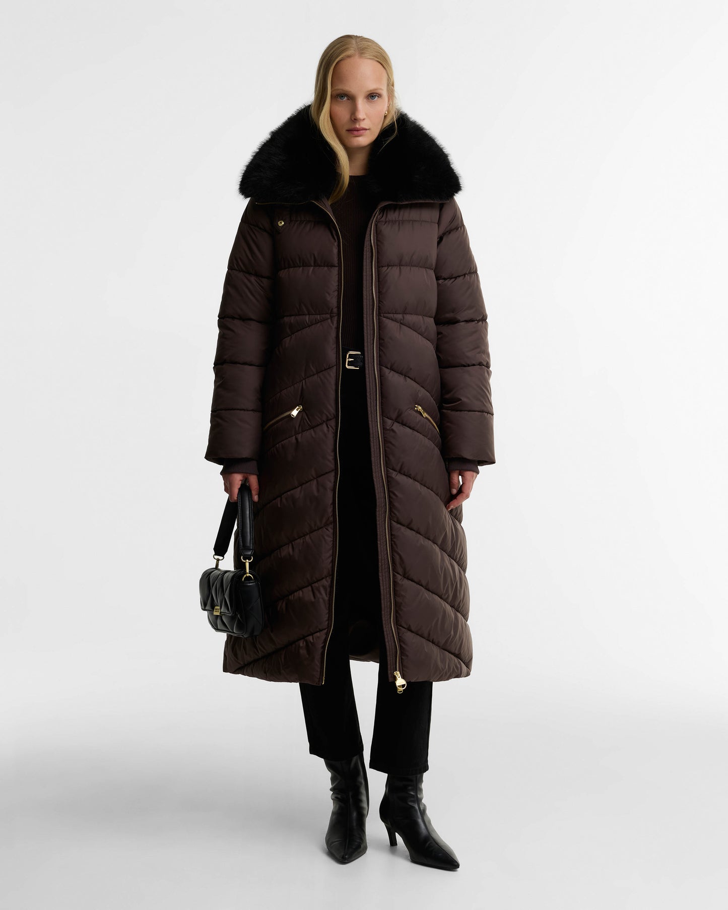 Barbour International Longline Cyrus Womens Puffer Jacket - Truffle | CHO | Designer Womens Puffer Jackets