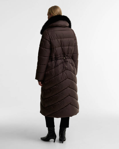 Barbour International Longline Cyrus Womens Puffer Jacket - Truffle | CHO | Designer Womens Puffer Jackets
