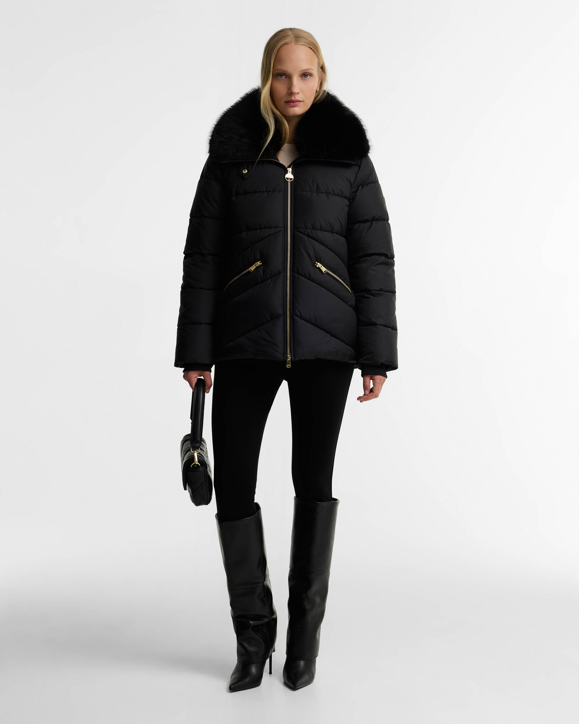 Barbour International Cyrus Womens Puffer Jacket - Black | CHO | Designer Womens Puffer Jackets