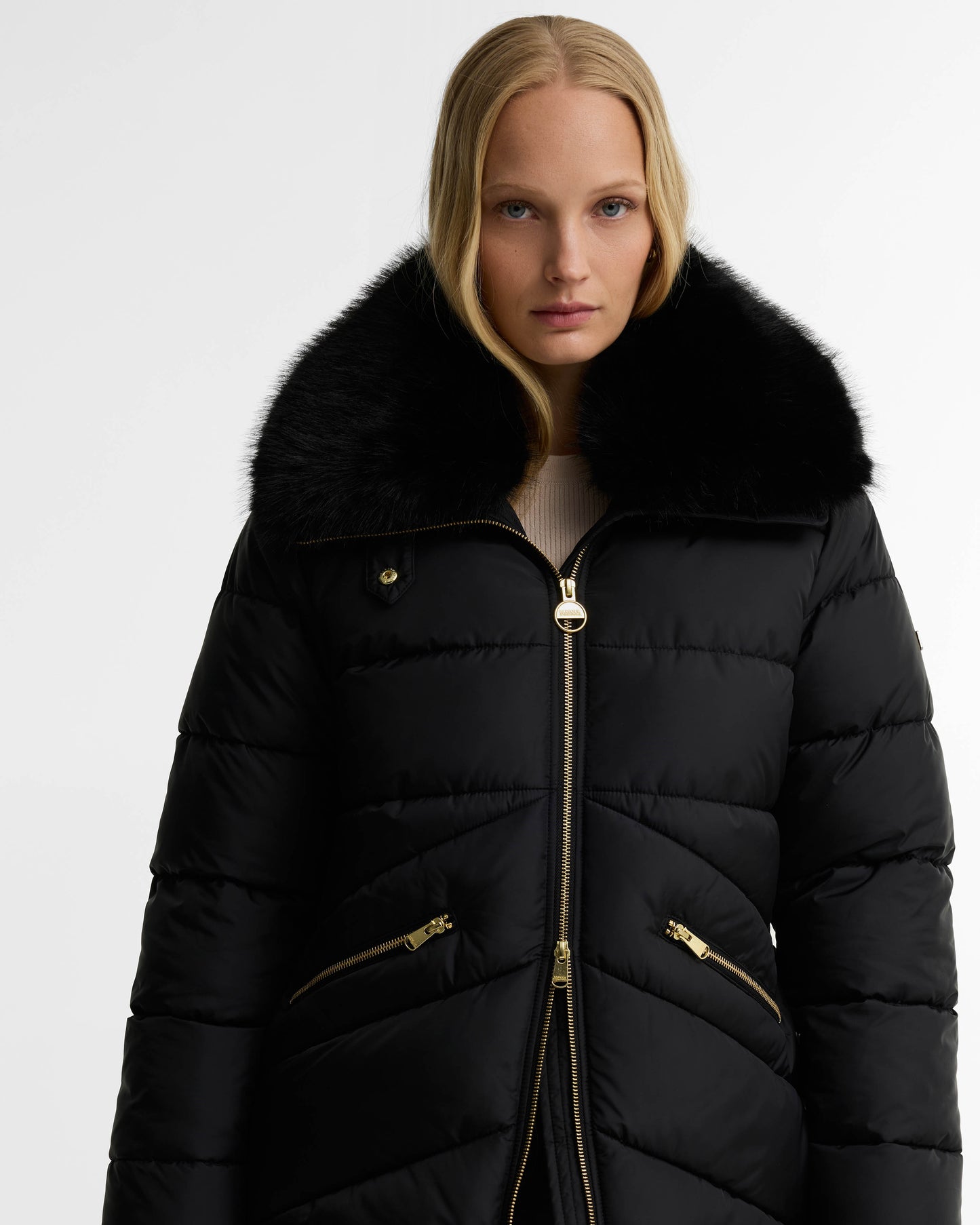 Barbour International Cyrus Womens Puffer Jacket - Black | CHO | Designer Womens Puffer Jackets