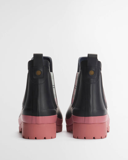 Barbour Mallow Womens Chelsea Wellies - Navy/Cherry Blossom | CHO | Designer Womens Boots