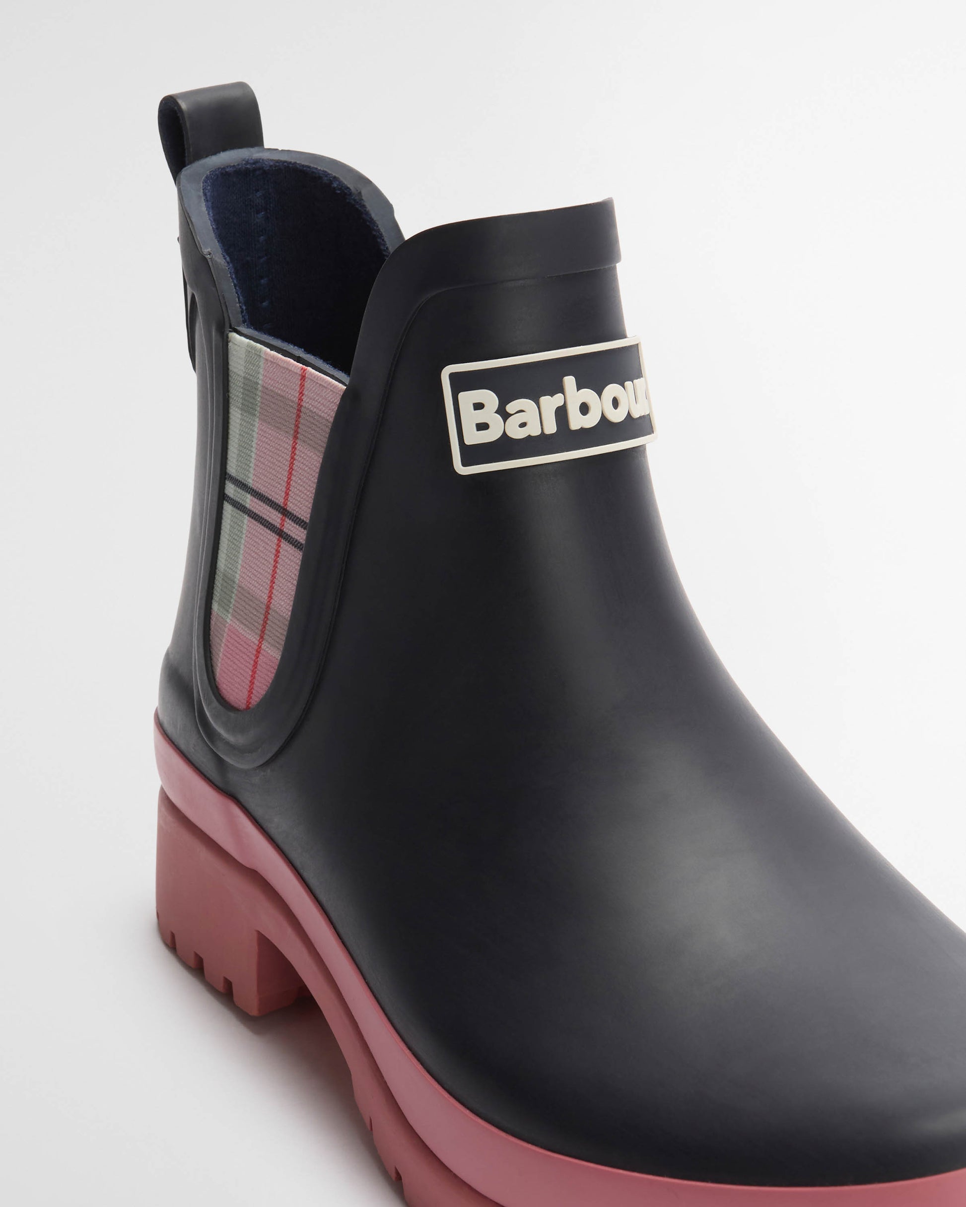 Barbour Mallow Womens Chelsea Wellies - Navy/Cherry Blossom | CHO | Designer Womens Boots