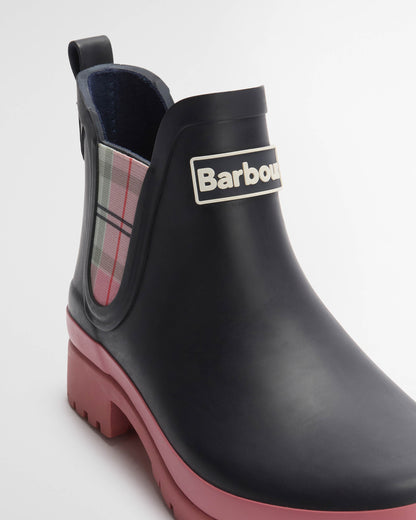 Barbour Mallow Womens Chelsea Wellies - Navy/Cherry Blossom | CHO | Designer Womens Boots