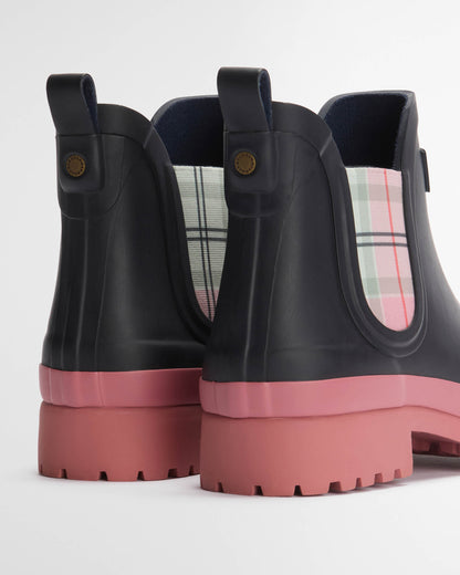 Barbour Mallow Womens Chelsea Wellies - Navy/Cherry Blossom | CHO | Designer Womens Boots