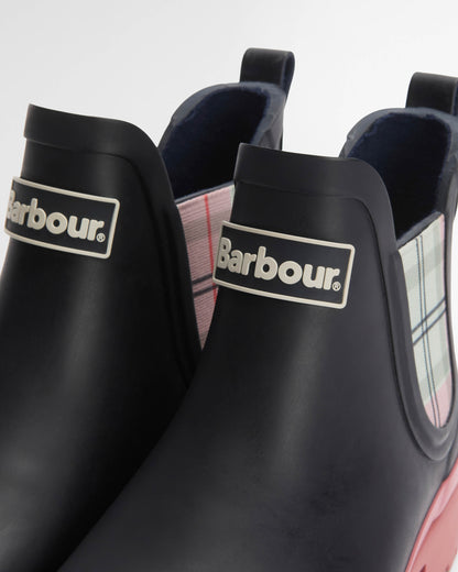 Barbour Mallow Womens Chelsea Wellies - Navy/Cherry Blossom | CHO | Designer Womens Boots