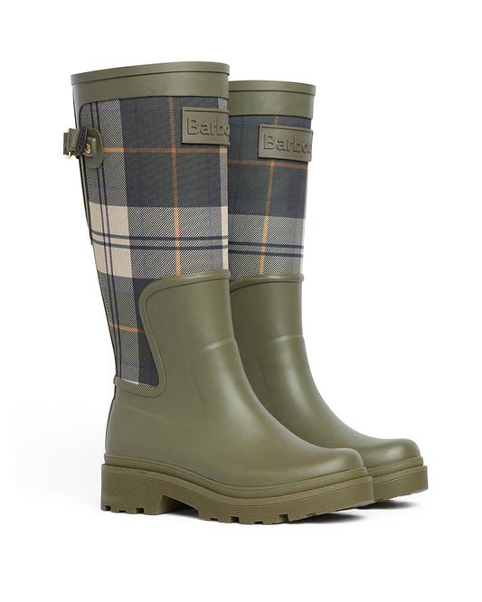 Barbour Dena Womens Tall Wellies - Olive/Ancient Tartan