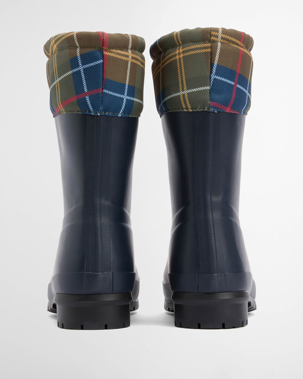 Barbour Mowbray Womens Mid Wellies - Navy/Classic Tartan | CHO | Designer Womens Boots