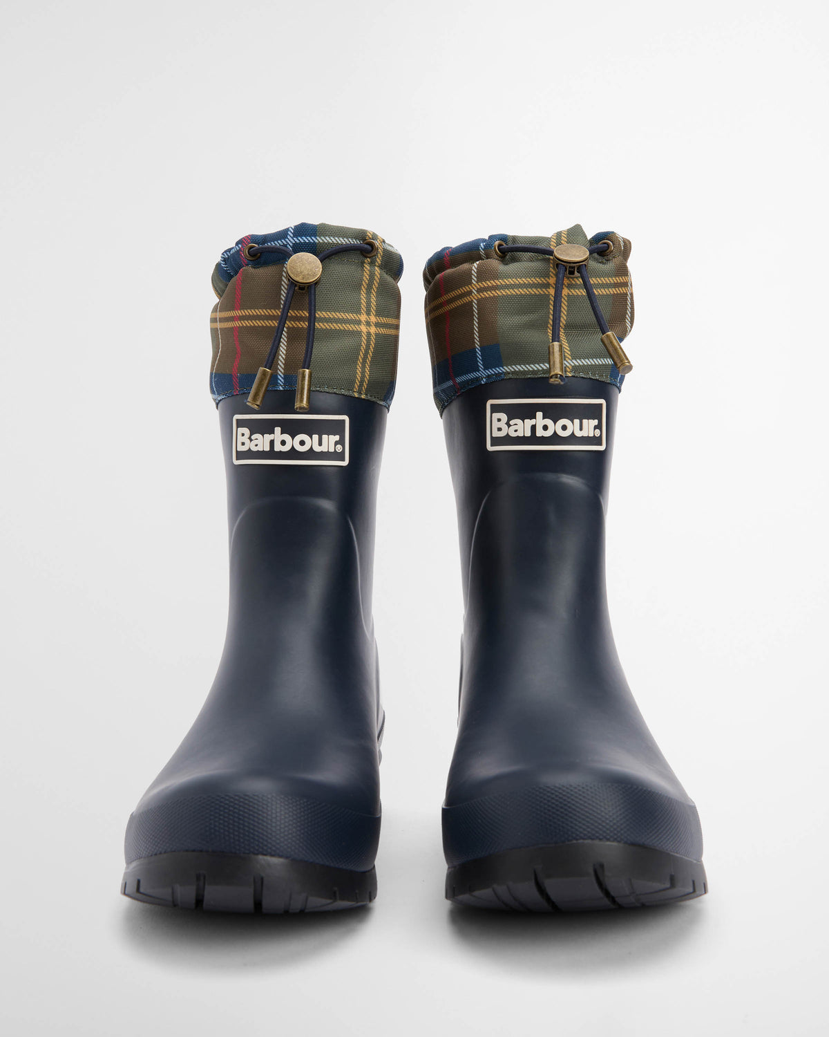 Barbour Mowbray Womens Mid Wellies - Navy/Classic Tartan | CHO | Designer Womens Boots