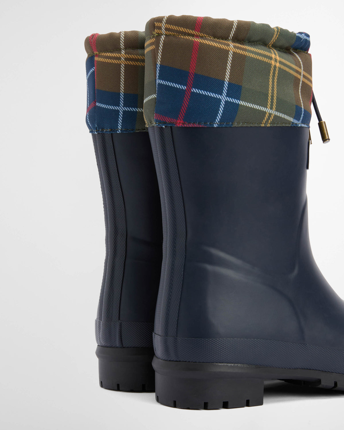 Barbour Mowbray Womens Mid Wellies - Navy/Classic Tartan | CHO | Designer Womens Boots