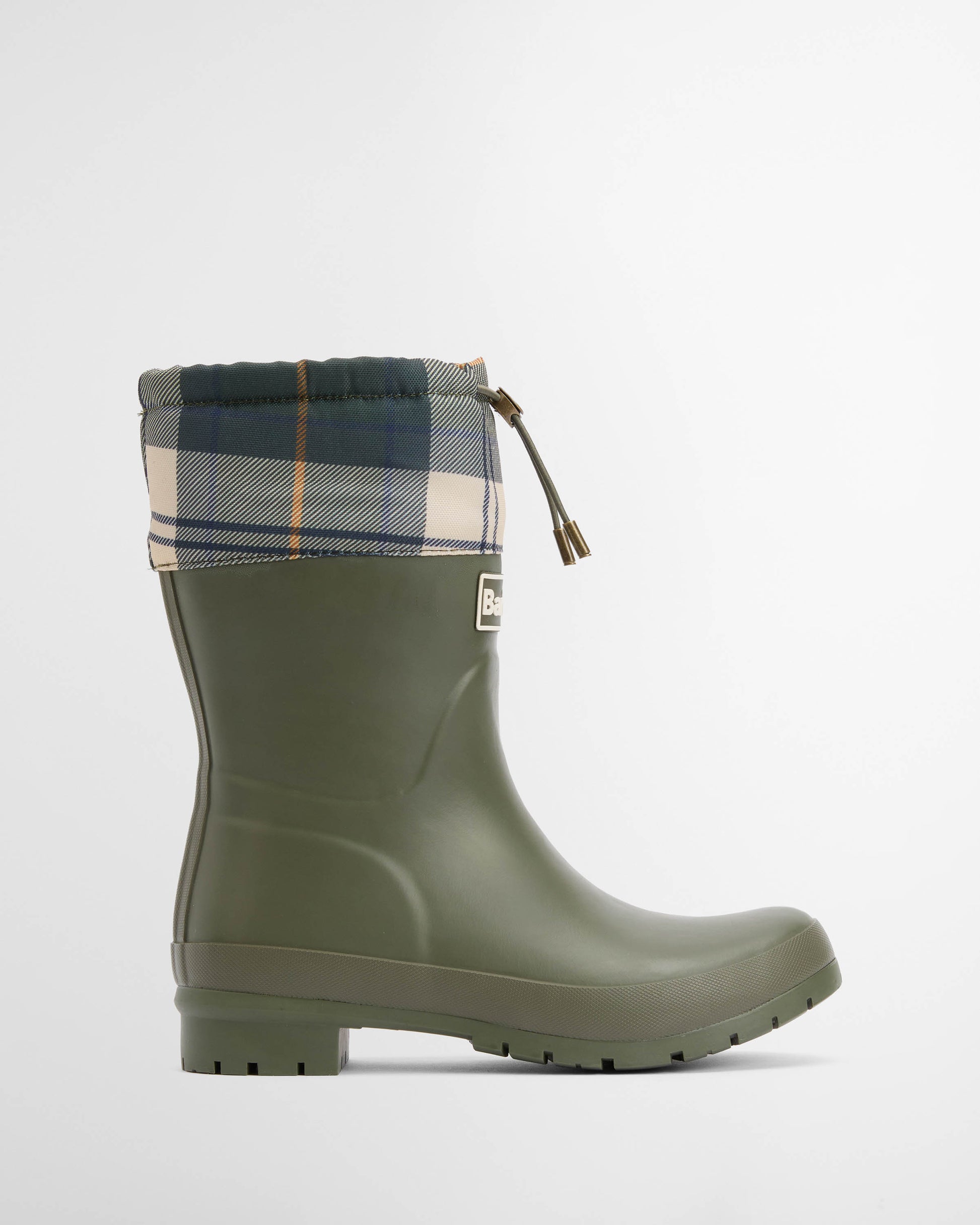 Barbour Mowbray Womens Mid Wellies - Olive/Ancient Tartan | CHO | Designer Womens Boots