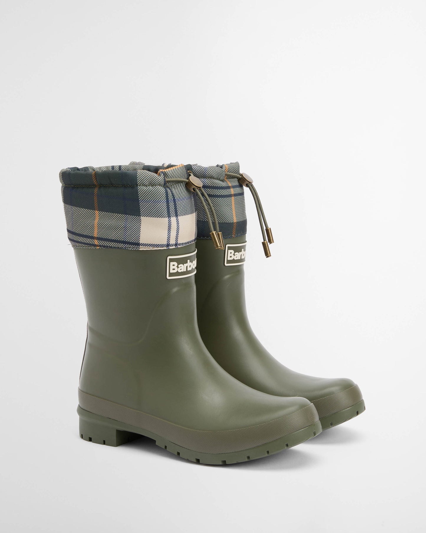 Barbour Mowbray Womens Mid Wellies - Olive/Ancient Tartan | CHO | Designer Womens Boots