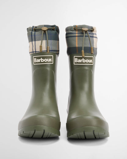 Barbour Mowbray Womens Mid Wellies - Olive/Ancient Tartan | CHO | Designer Womens Boots