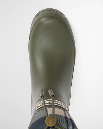 Barbour Mowbray Womens Mid Wellies - Olive/Ancient Tartan | CHO | Designer Womens Boots