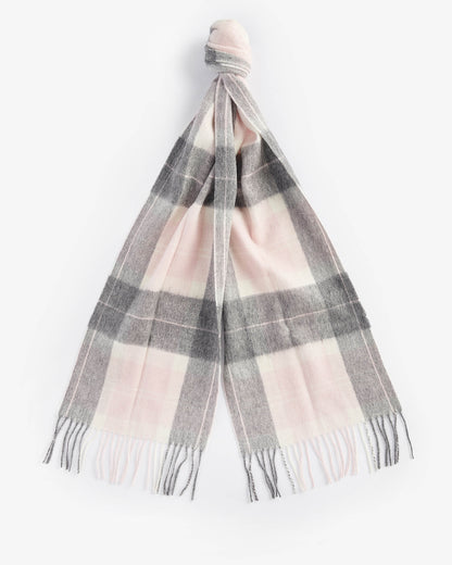 Barbour Womens Tartan Scarf - Pink/Grey Tartan | CHO | Designer Womens Scarves