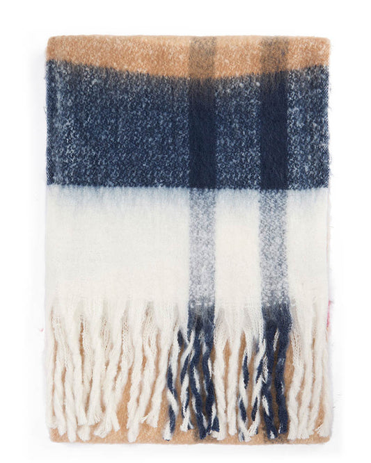 Barbour Isla Tartan Womens Boucle Scarf - Hessian Tartan