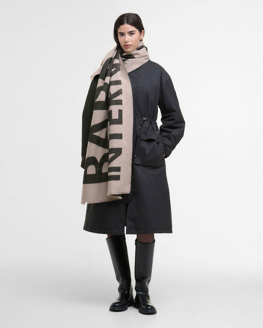 Barbour International Milla Logo Womens Scarf - Oat/Black