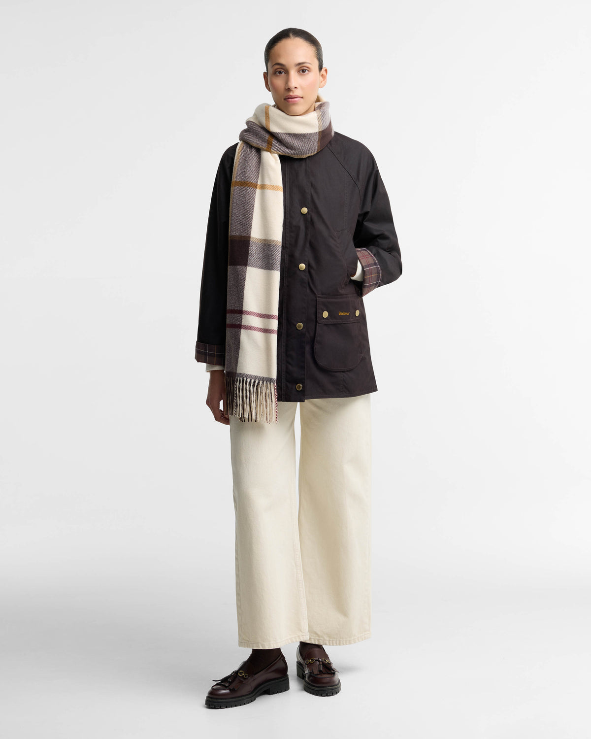 Barbour Harriet Womens Tartan Scarf - Light Muted Tartan | CHO | Designer Womens Scarves