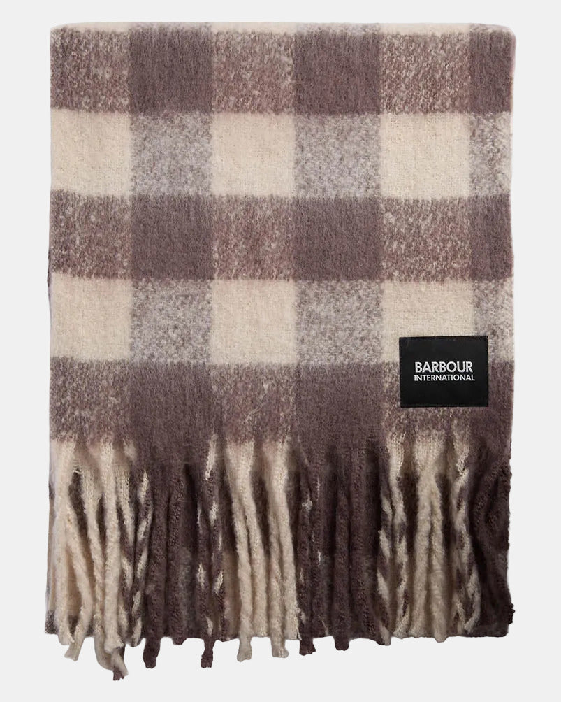 Barbour International Branton Womens Scarf - Truffle Gingham | CHO | Designer Womens Scarves