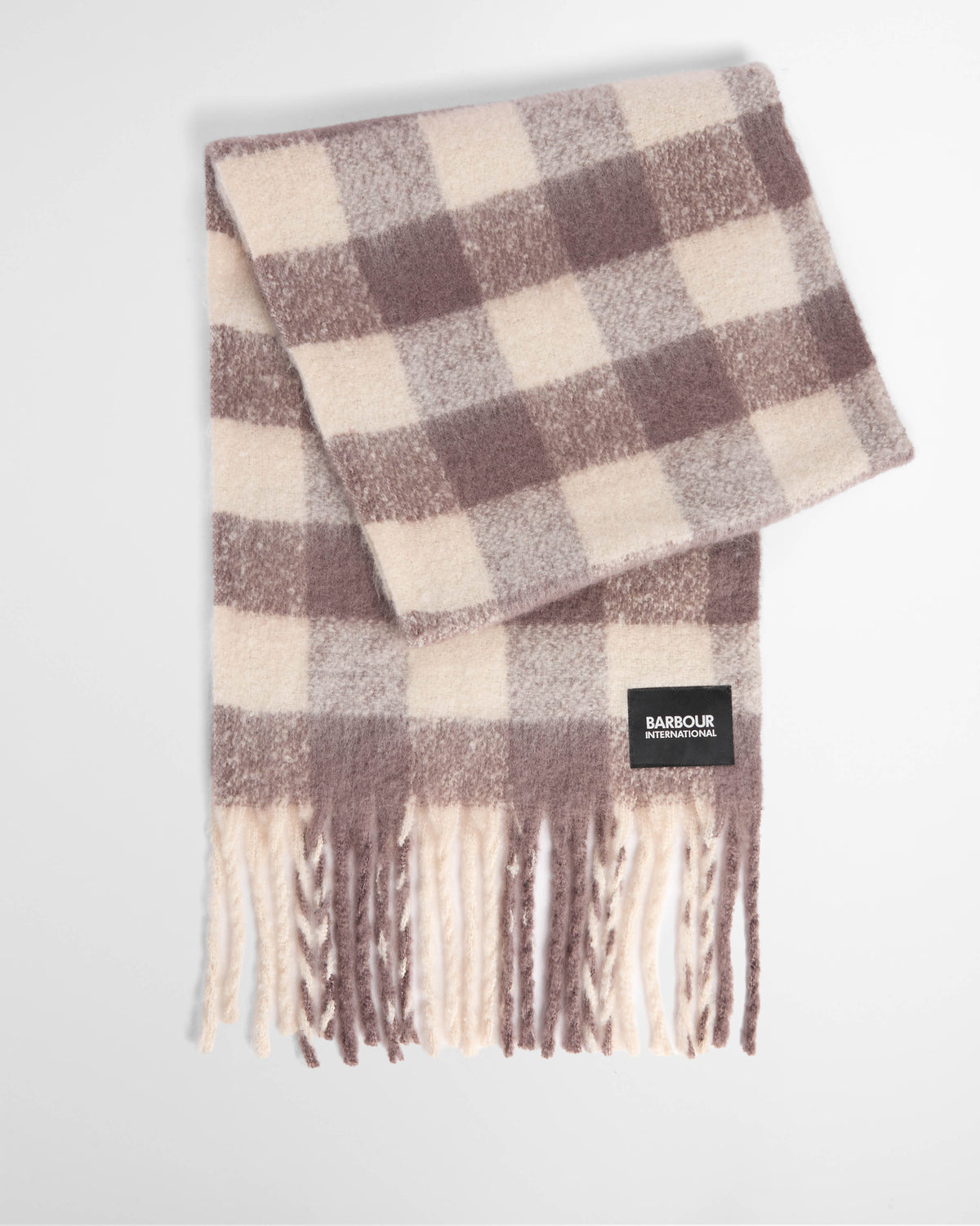 Barbour International Branton Womens Scarf - Truffle Gingham | CHO | Designer Womens Scarves