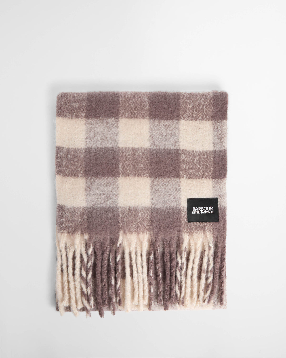 Barbour International Branton Womens Scarf - Truffle Gingham | CHO | Designer Womens Scarves