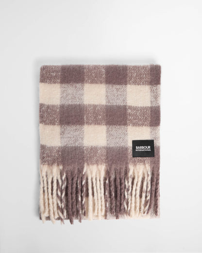 Barbour International Branton Womens Scarf - Truffle Gingham | CHO | Designer Womens Scarves