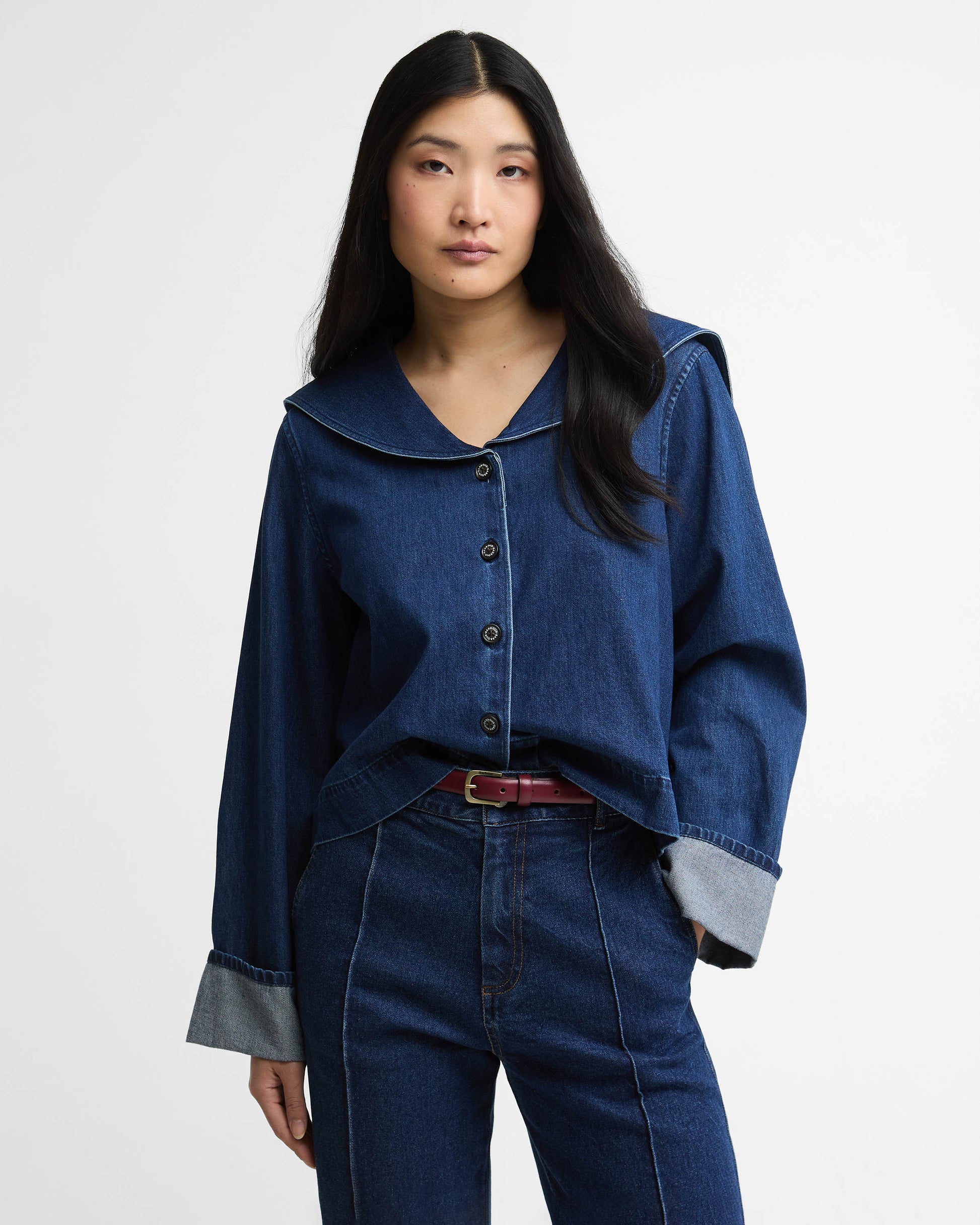 Barbour Dartmoor Womens Denim Shirt - Mid Wash Indigo | CHO | Designer Womens Shirts - Mid Wash Indigo - UK10 EU38 US6 - 5063669238165