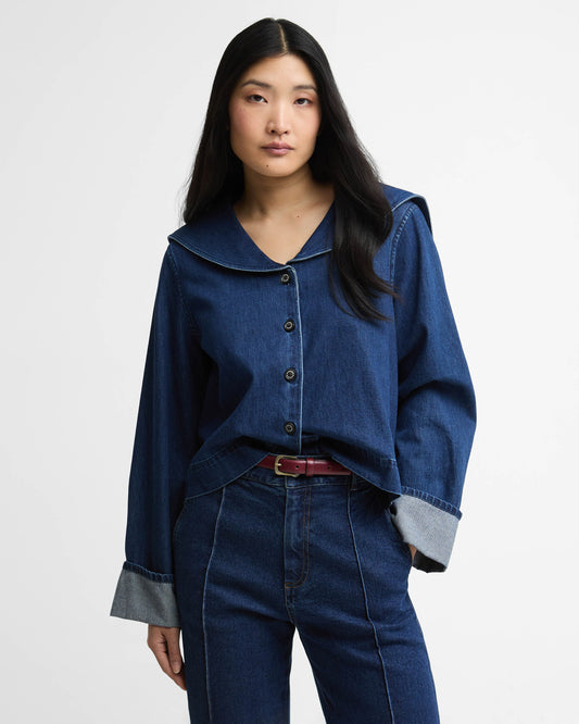 Barbour Dartmoor Womens Denim Shirt - Mid Wash Indigo